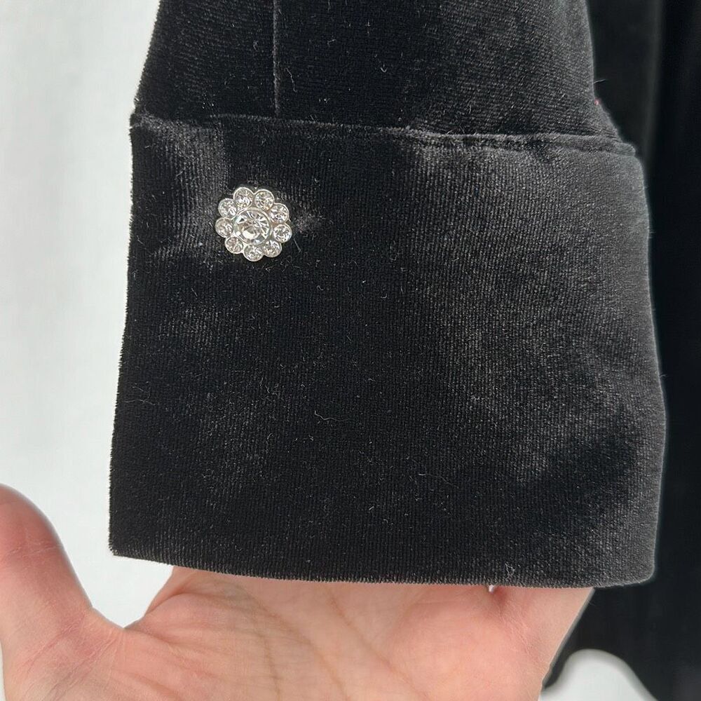 Zara Black Velvet V Neck Long Sleeve Pleated Button Front Shirt Dress Size XS - Picture 7 of 8